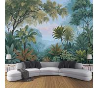 Papel Tapiz Fotográfico Efecto 3D Planta Palmera, Verde Oliva Papel Pintado Tejido 150 × 105 cm - Decorativos Murales Para Pared Salón Y Dormitorio - Paisaje Exótico De Selva Tropical