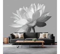 Papel Tapiz Fotográfico Efecto 3D Retro Acuarela Flores Loto, Gris Claro Papel Pintado Tejido No Tejido 200 x 140 cm (An x Al) - Decorativos Murales para Pared Salón y Dormitorio