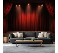 Papel Tapiz Fotográfico Efecto 3D Retro Moderno Escenario Veta De Madera, Rojo Oscuro Papel Pintado Tejido No Tejido 150 x 105 cm (An x Al) - Decorativos Murales para Pared Salón y Dormitorio