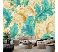 Papel Tapiz Fotográfico Efecto Vintage Botánico Hojas Elegante, Beige Papel Pintado Tejido No Tejido 200 x 140 cm (An x Al) - Decorativos Murales para Pared Salón y Dormitorio