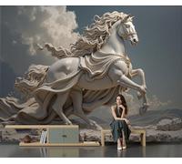 Papel Tapiz Fotográfico Escultura De Caballo Al Galope Murales, Póster Arte De La Escultura Clásica Mural De Pared Papel Tapiz Fotográfico, 200x140cm Papels Pintado Tela de Seda Para Sala De Estar