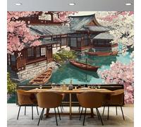 Papel Tapiz Fotográfico Estilo Japonés - 350 x 256 cm Papel Pintado Panorámico para Salón Oficina Decoración, Arquitectura Tradicional Papel Pintado no tejido Murales Decoración De Pared