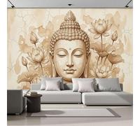 Papel Tapiz Fotográfico Flor De Loto Escultura De Figura Murales, Póster Estilo Zen Retro Mural De Pared Papel Tapiz Fotográfico, 300x210cm Papels Pintado Tela de Seda Para Sala De Estar Dormitorio