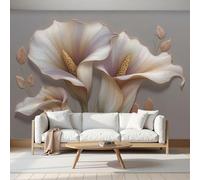 Papel tapiz fotográfico floral 3D con diseño de lirio de cala en relieve, tela de seda, decoración de pared en color rosa arroz, para dormitorio, sala de estar, TV, fondo de pared, 430 cm x 300 cm