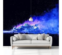 Papel Tapiz Fotográfico Fotomurale Pintura Acuarela Cielo Nocturno Coche Carreras 350 x 256 cm Art Mural Cafe Restaurant Dormitorio, para el Hoga Murales Papel Pintado a Papel Fotomural Dormitorio