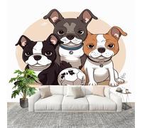 Papel Tapiz Fotográfico Lindo Animal Bulldog FrancéS - Papel Pintado Pared Interior Panorámico, Dibujos Animados Póster Gigante de Pared Personalizado 3D Para Salón o Dormitorio 250x175 cm