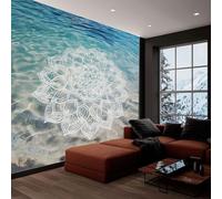 Papel Tapiz Fotográfico Mar Estampado De Mandala Lago Azul 400x280 cm 3D Papel Pintado Panorámico, Fuera de la Ventana Murales Decoración Pared para Cuarto de Niño Salón Oficina