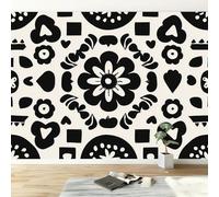 Papel tapiz fotográfico marroquí de 500 pulgadas de ancho x 280 cm de alto, abstracto geométrico, monocromático, floral, impermeable, extraíble, arte panorámico de pared para dormitorio, guardería