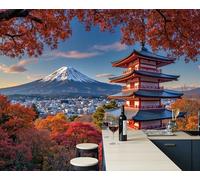 Papel Tapiz Fotográfico Monte Fuji Bosque De Arces Pagoda 200x140cm Papel Pintado Panorámico, Paisajes Naturales Japoneses Murales Decoración Pared Para Cuarto De Salón Dormitorio Oficina
