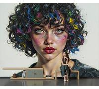 Papel Tapiz Fotográfico Mujer Negra De Pelo Rizado 350x256cm Papel Pintado Panorámico, Retrato En Acuarela Murales Decoración Pared Para Cuarto De Salón Dormitorio Oficina