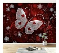 Papel Tapiz Fotográfico Mural Tema Amor Alas Mariposa, Fotomurales Pared Tejido No Tejido Murales Decoración de Paredes 350 x 256 cm Para Salón Dormitorio, Burdeos