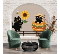 Papel tapiz fotográfico muro de Animales de dibujos animados que sanan en otoño 250x175cm tissu non tissé Fondo De Pantalla XXL Moderna Decoración De Pared Sala Cuarto Oficina Salón,Gato y calabaza