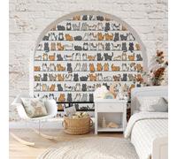 Papel tapiz fotográfico muro de animales domésticos 300x210cm tissu non tissé Fondo De Pantalla XXL Moderna Decoración De Pared Sala Cuarto Oficina Salón,Divertido gato rayado como mascota
