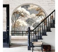 Papel tapiz fotográfico muro de Bosque brumoso al estilo wabi-sabi 400x280cm tissu non tissé Fondo De Pantalla XXL Moderna Decoración De Pared Sala Cuarto Oficina Salón,Tema de la naturaleza