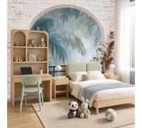 Papel tapiz fotográfico muro de Hojas tropicales retro 368x254cm tissu non tissé Fondo De Pantalla XXL Moderna Decoración De Pared Sala Cuarto Oficina Salón,hojas de palmera de planta dañada
