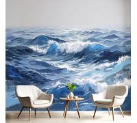 Papel tapiz fotográfico muro de Olas del océano Paisaje natural 200x140cm tejido no tejido Textura gruesa de la pintura al óleo XXL Moderna Decoración De Pared Sala Cuarto Oficina Salón Vistoso