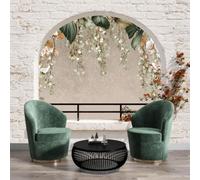 Papel tapiz fotográfico muro de Orquídeas y hojas de eucalipto 200x140cm tissu non tissé Fondo De Pantalla Decoración De Pared Sala Cuarto Oficina Salón,Estampados rústicos florales y de hojas