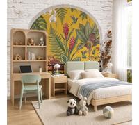 Papel tapiz fotográfico muro de Plantas subtropicales de Bohemia 368x254cm tissu non tissé Fondo De Pantalla XXL Moderna Decoración De Pared Sala Cuarto Oficina Salón,Animales Tucán Mariposa