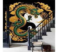 Papel tapiz fotográfico nubes y símbolos del yin y el yang Magnífico poder, misterioso animal dragón 400x280cm tejido no tejido Fondo De Pantalla Decoración De Pared Sala Cuarto Oficina Salón Vistoso