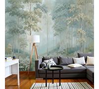 Papel Tapiz Fotográfico Paisaje natural Flores en el sendero del bosque Verde claro 400x280cm 3D Papel Pintado Panorámico, Fuera de la Ventana Murales Decoración Pared