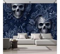 Papel Tapiz Fotográfico, Papel Pintado Pared Dormitori Gótico, Fotográfico Decorativo Pared Lujo Calavera 3D, Mural Tela de Seda 250Anx175Al cm
