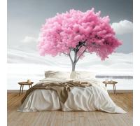 Papel Tapiz Fotográfico Papel Tapiz Árboles De Cerezo En Flor Nieve Rosa Art Mural 250x175 cm Cafe Restaurant Dormitorio Decoración para el Hoga Murales Papel Pintado a Papel Fotomural, Gris