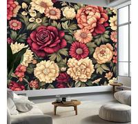 Papel Tapiz Fotográfico Papel Tapiz Rosa Vintage Peonía Art Mural 350x256 cm Cafe Restaurant Dormitorio Decoración para el Hoga Murales Papel Pintado a Papel Fotomural, Oscuro