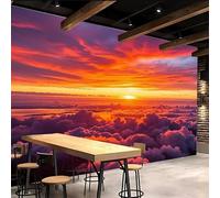 Papel Tapiz Fotográfico Pared Nubes Al Atardecer, Papel Pintado Mural Nubes Pintadas A Mano 200X140cm Decoración De Pared Moderna Refresca Tu Hogar Al Instante Para Salón Solo Aplicar El