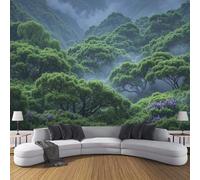 Papel Tapiz Fotográfico Patrón Dosel Selva Tropical,3D Papel Pintado 300 × 210 cm Decoración De Pared,Sala Cuarto Póster Mural Para Sala De Estar Dormitorio Decoración, Verde Oliva