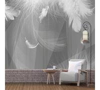 Papel tapiz fotográfico personalizado,negro,blanco y gris,3D,geométrico,blanco,pluma,arte mural,sala de estar,dormitorio,papel tapiz,decoración del hogar 300cm(W)×210cm(H)
