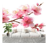 Papel Tapiz Fotográfico Pintura de Acuarela Flores de Cerezo Flores - Papel Pintado Pared Interior Panorámico, Rosa Póster Gigante de Pared Personalizado 3D Para Salón o Dormitorio 200x140 cm