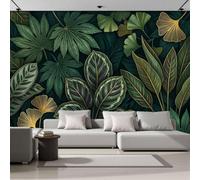 Papel tapiz fotográfico Plantas Tropicales Moderna Decoración Murales Dormitorio, Selva Hojas De Ginkgo Pintado Papel tapiz, 200An×150Al cm