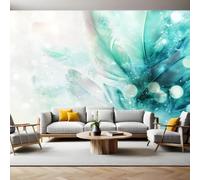 Papel Tapiz Fotográfico Pluma abstracta 350 x 250 cm verde Papel Pintado Panorámico Decorativo para Salón, Oficina o Habitación Infantil