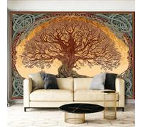 Papel Tapiz Fotográfico Retro Árbol De La Vida - 250 x 175 cm Papel Pintado Panorámico para Salón Oficina Decoración, Marrón Papel Pintado no tejido Murales Decoración De Pared