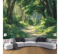 Papel Tapiz Fotográfico Sendero Del Bosque Soleado 200x140cm, Papel Pintado Seda Paisaje Natural Tranquilo, Verdor Mural Para Sala Estar Dormitorio Infantil Decoración