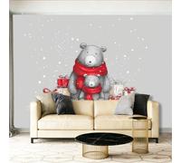 Papel Tapiz Fotográfico Vacaciones Regalo De Osito De Peluche Animal Papel Pintado Murales Póster Gris Fotográfico Para Dormitorio Salón Tv Pared 300 x 210 cm