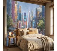 Papel tapiz fotográfico Vista de las calles de la ciudad de Nueva York Arquitectura retroimpresionista 250x175cm tejido no tejido Fondo De PantallaDecoración De Pared Sala Cuarto Oficina Salón