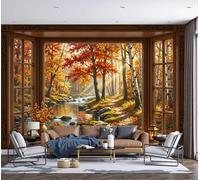 Papel Tapiz Fotográfico Vista Desde La Ventana Del Valle Papel Pintado Murales Póster Marrón Paisaje Realista Fotográfico Para Dormitorio Salón Tv Pared, 450X300Cm