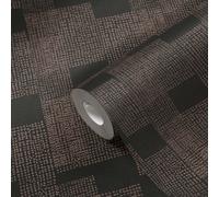 Papel Tapiz Geométrico Diseño Étnico - Negro, Metálico