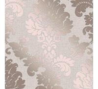Papel Tapiz Geométrico Metálico Rosa Dorado Rosa Con Diseño De Trellis Y Rayas