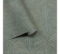 Papel Tapiz Geométrico Texturizado Boho Azul Oro Rasch 571271 Roll