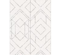 Papel Tapiz Gráfico Con Acentos Metálicos - Gris, Metálico, Blanco