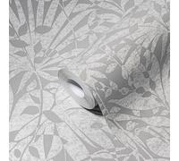 Papel Tapiz Gris Con Detalles Estructurales Y Efecto Metálico