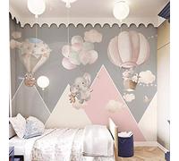 Papel tapiz gris para habitación de niños, papel tapiz de dibujos animados para dormitorio de niña, globo aerostático Pared Pintado Papel tapiz 3D Decoración dormitorio sala sofá mural-400cm×280cm