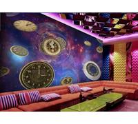 Papel Tapiz Hermoso Universo Tridimensional Tema Del Tiempo Y El Espacio Discoteca Bar Restaurante Occidental Fondo Mural De Pared Té De La Tarde Cafetería Papel Tapiz,3D,430x300cm
