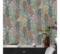 Livingwalls Famous Garden 393471 - Papel pintado no tejido (10,05 m x 0,53 m), diseño de hojas multicolor