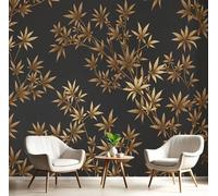 Papel Tapiz Hojas Y Tallos De Bambú Murales - Líneas Elegantes De Plantas Mural de Pared Papel Tapiz Fotográfico para Tapiz Arte de Pared para Sala de Estar Dormitorio200x140cm Marrón