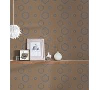 Papel Tapiz Indígena Con Diseño Geométrico - Marrón, Azul, Naranja