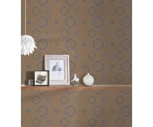 Papel Tapiz Indígena Con Diseño Geométrico - Marrón, Azul, Naranja