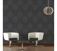 Papel Tapiz Lizzy London Barroco Damasco Carvón 36898-4 Con Hojas De Brillo